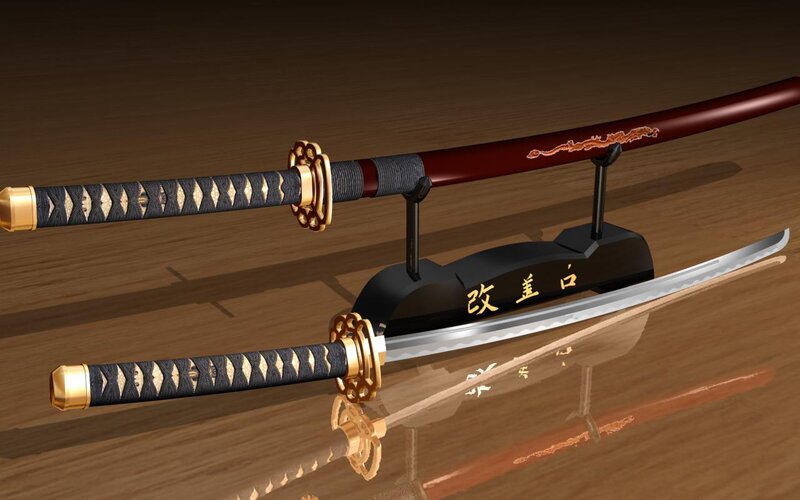 Two Katanas on Display