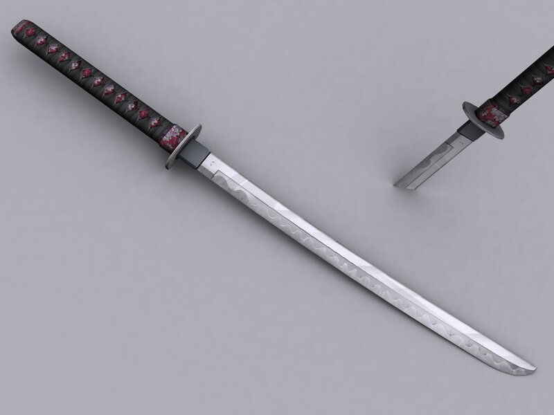 Two Katanas on Gray Surface