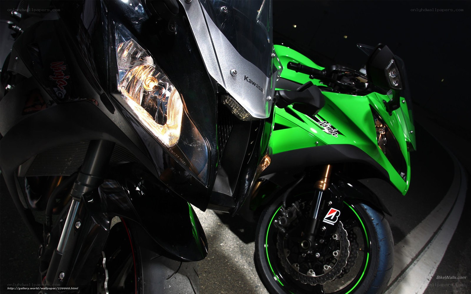 Two Kawasaki motorcycles side by side