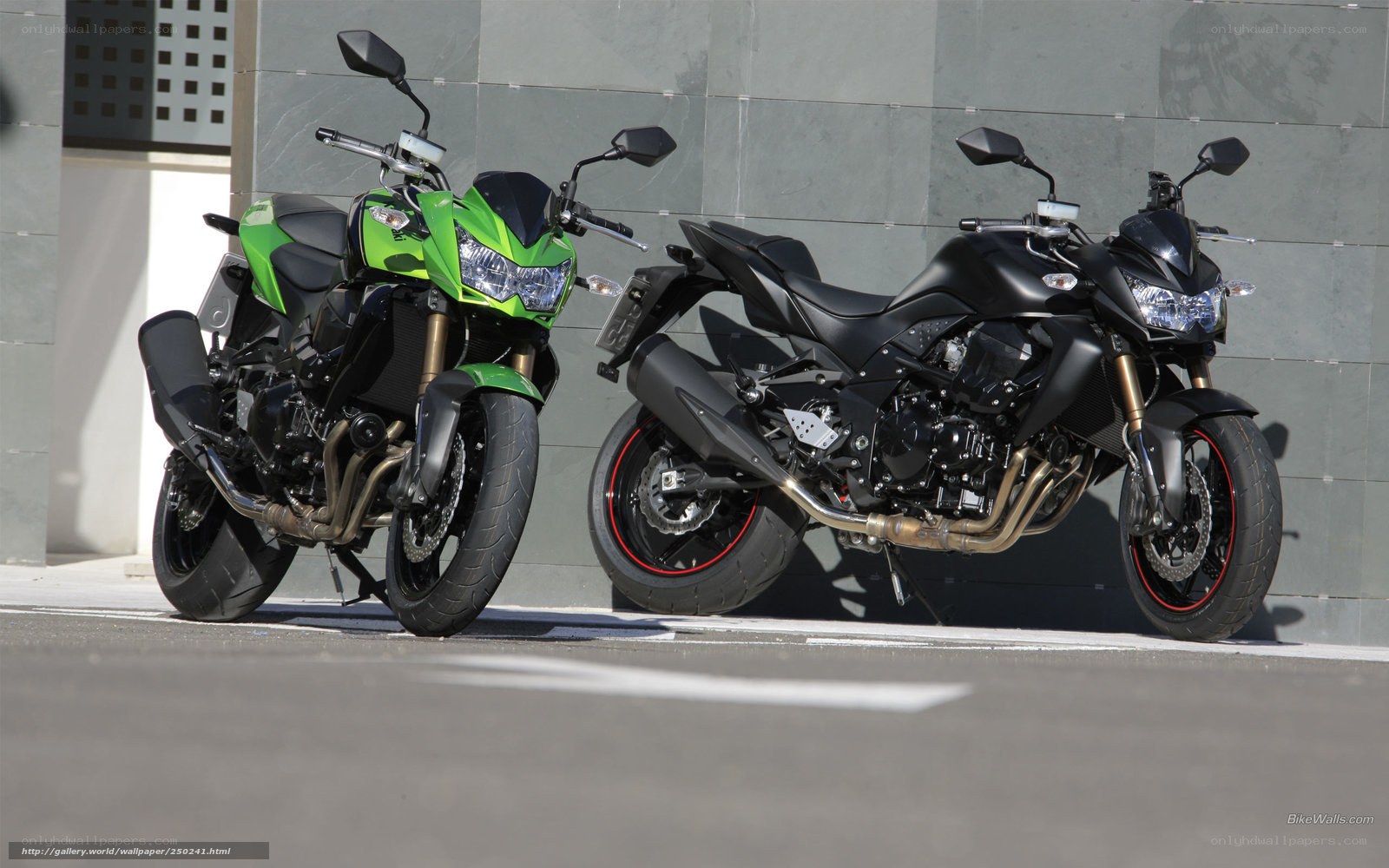 Two Kawasaki motorcycles side by side