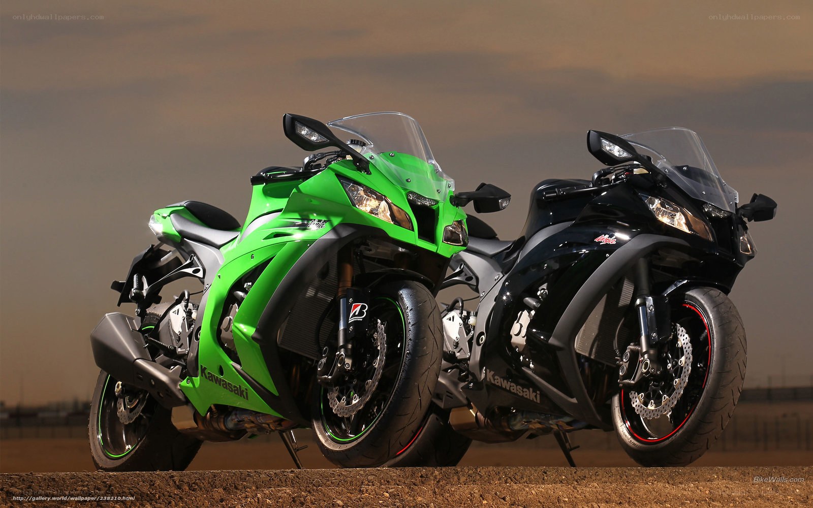 Two Kawasaki sport bikes