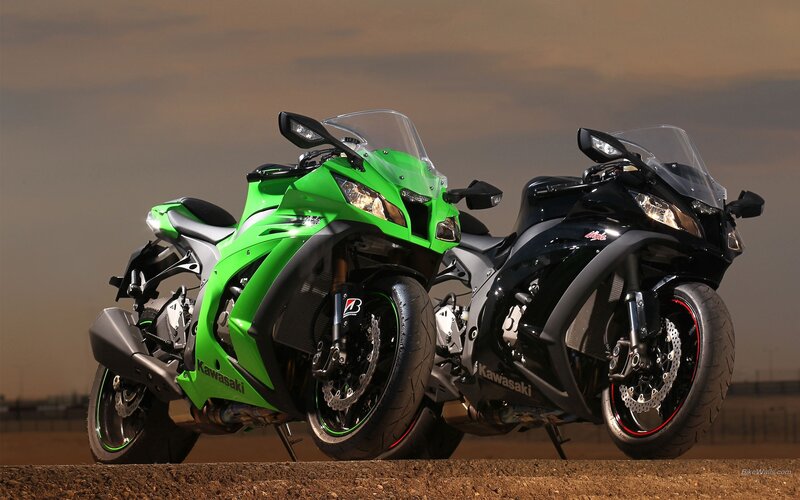 Two Kawasaki sport motorcycles
