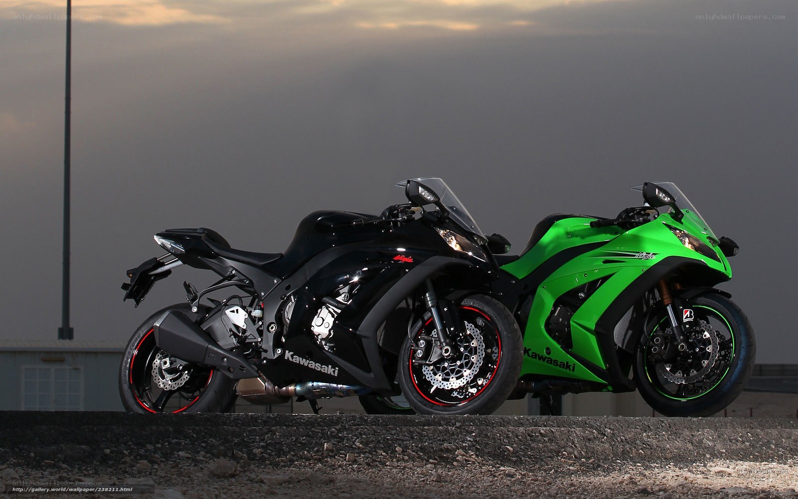 Two Kawasaki sport motorcycles