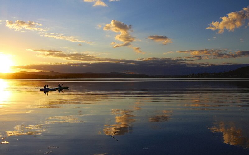 Two Kayakers on Lake
