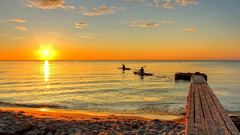 Two Kayakers on Water