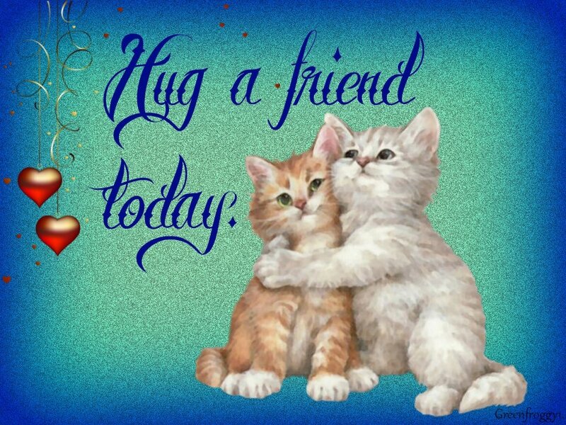 Two Kittens Hugging — Blue