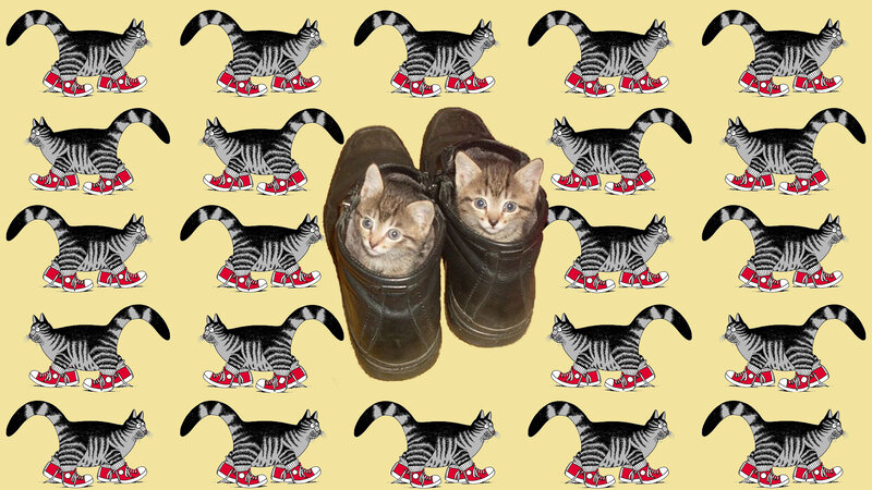Two Kittens in Boots — Yellow