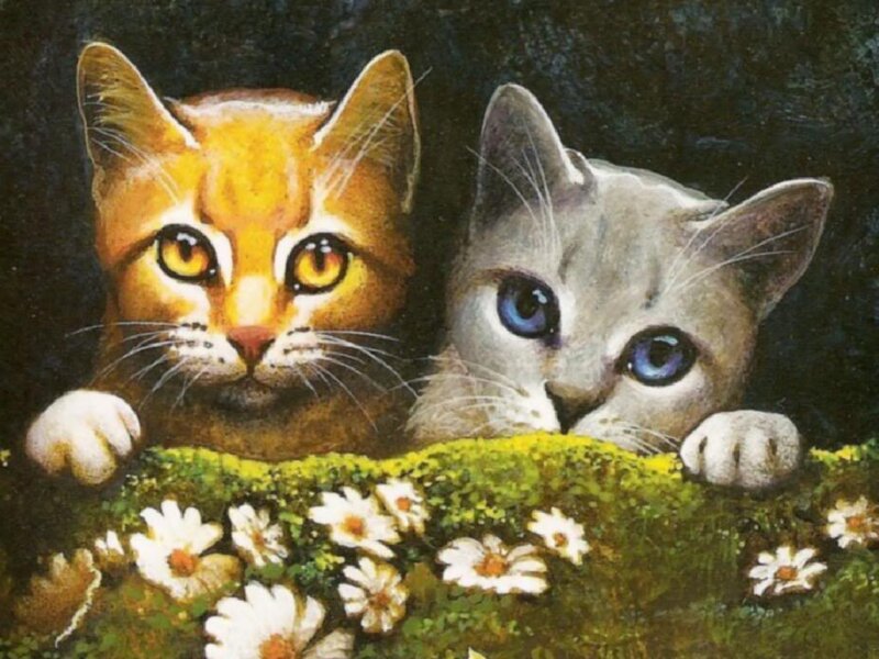 Two Kittens Peeking