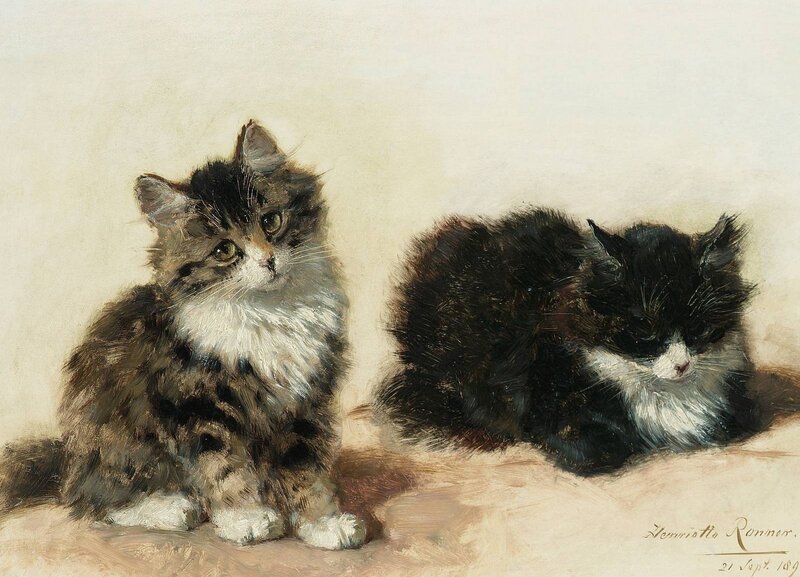 Two Kittens Sitting — Brown