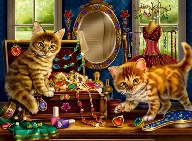 Two Kittens with Jewelry