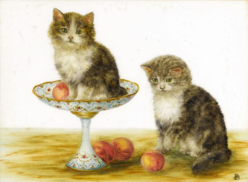 Two Kittens with Peaches