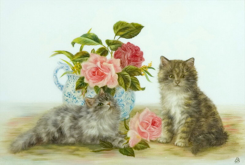 Two Kittens with Roses