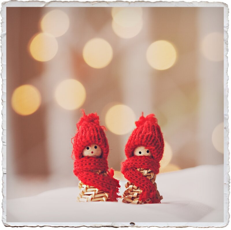 Two Knitted Figures — Red
