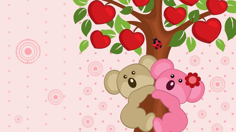 Two Koalas Hugging — Pink