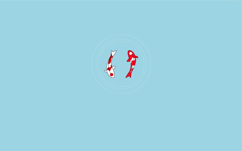 Two Koi Fish — Blue