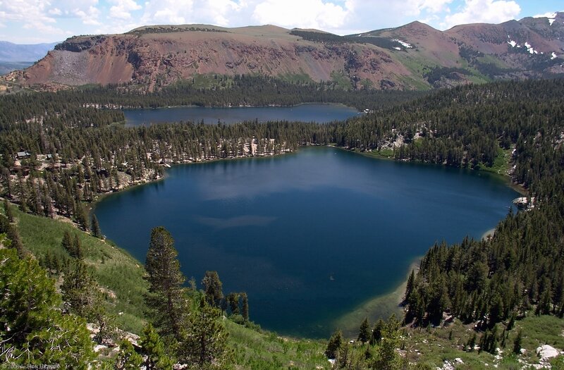 Two Lakes in Mountains