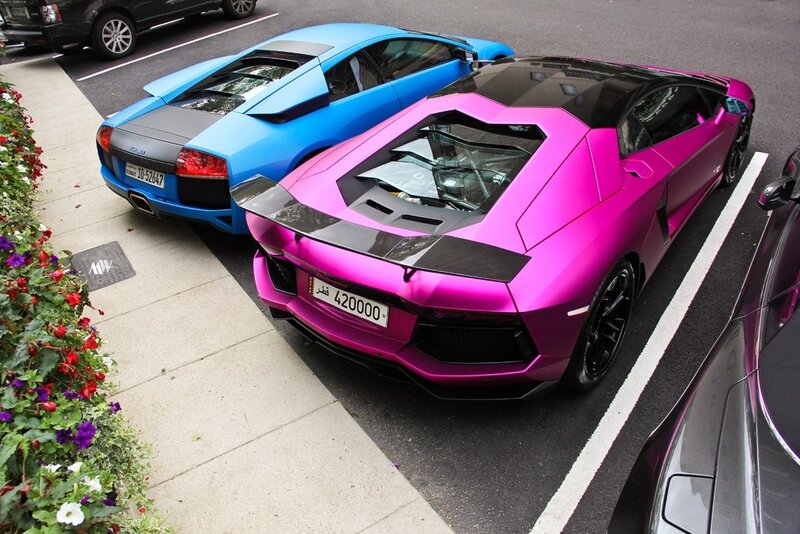 Two Lamborghini Aventadors — Pink
