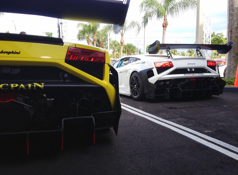Two Lamborghini race cars
