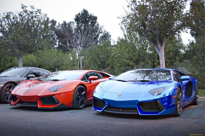 Two Lamborghini Sports Cars — Blue