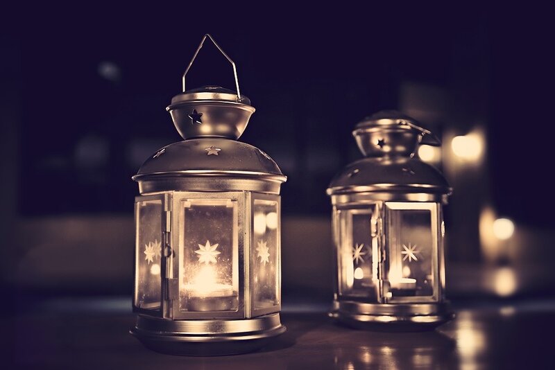 Two Lanterns on Table