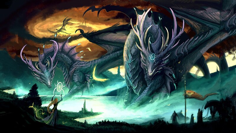 Two Large Dragons — Purple
