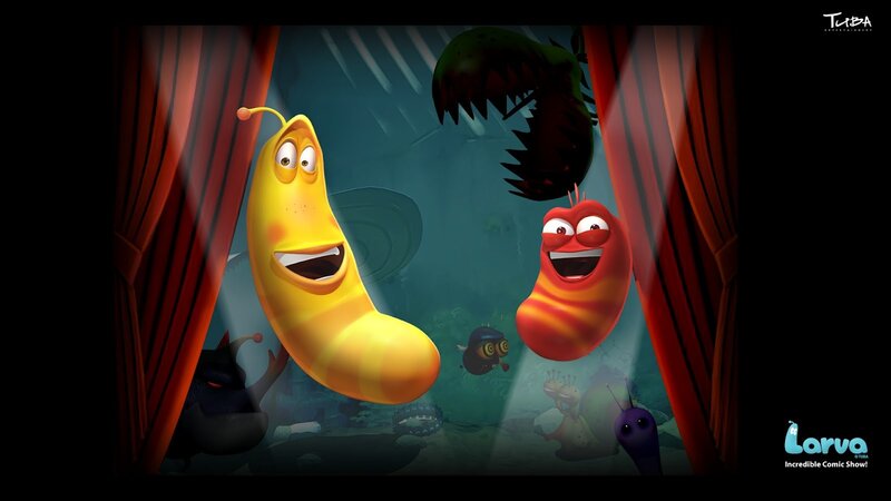 Two Larva Characters on Stage