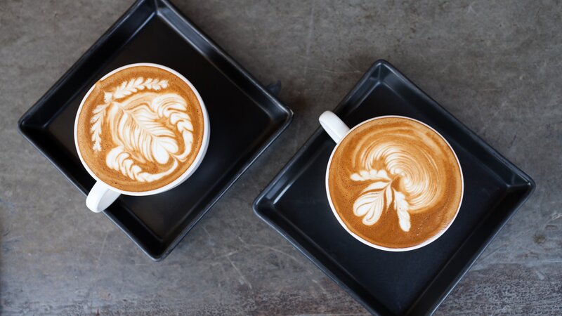 Two Lattes with Foam Art