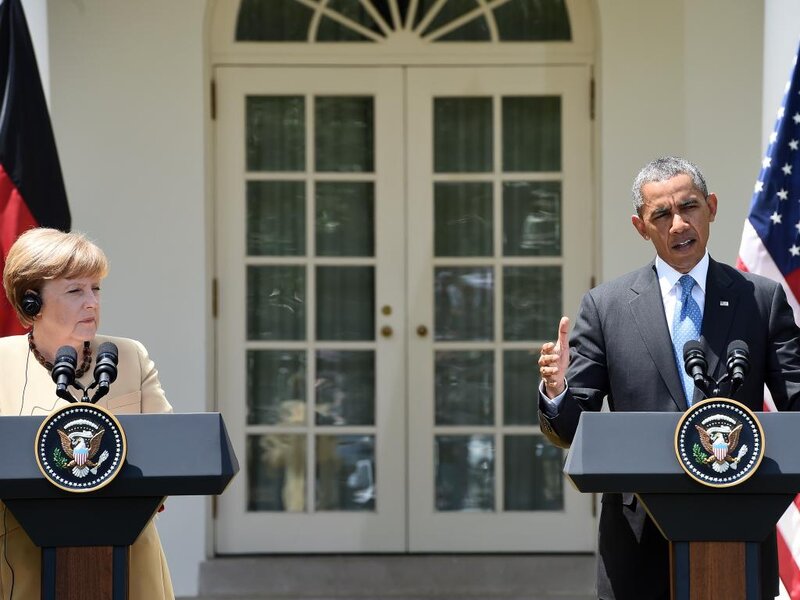 Two Leaders at Podiums