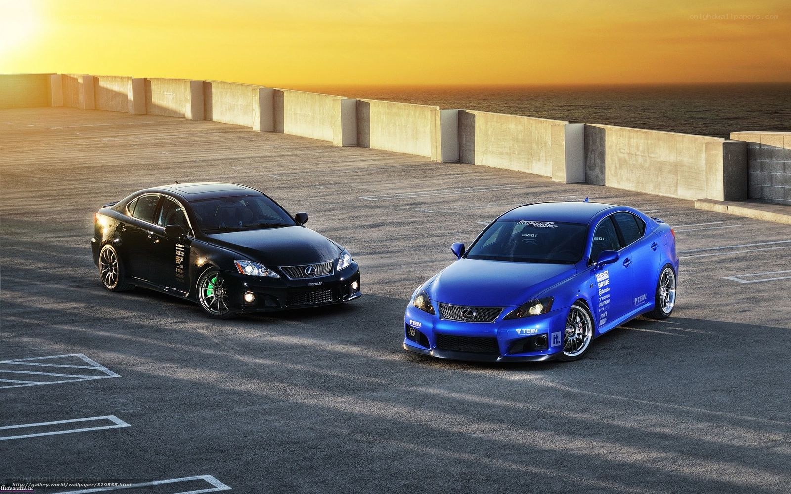 Two Lexus cars at sunset