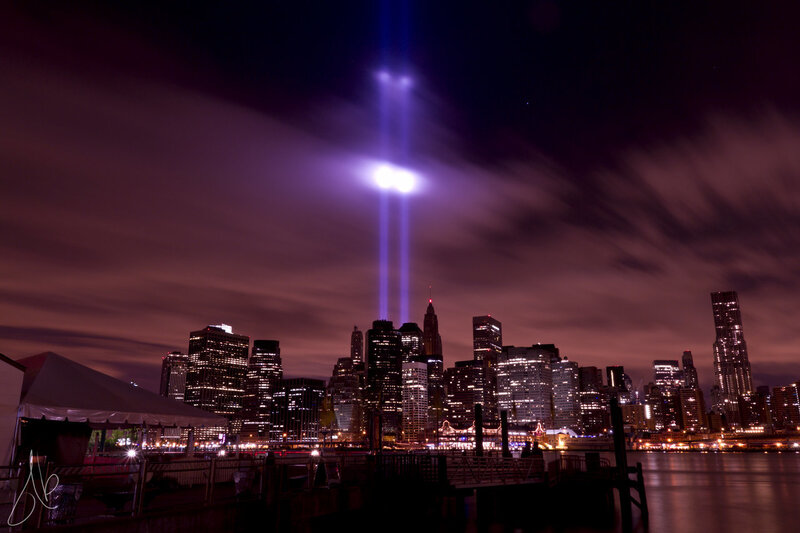Two Light Beams in Sky — Purple