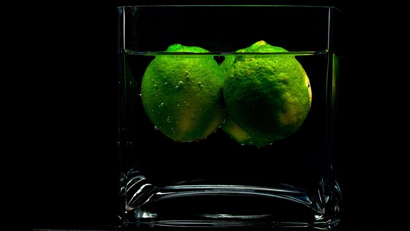 Two Limes in Water — Green, Dramatic, Photograph
