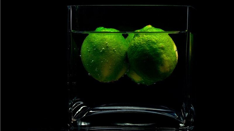 Two Limes in Water — Green, Dramatic