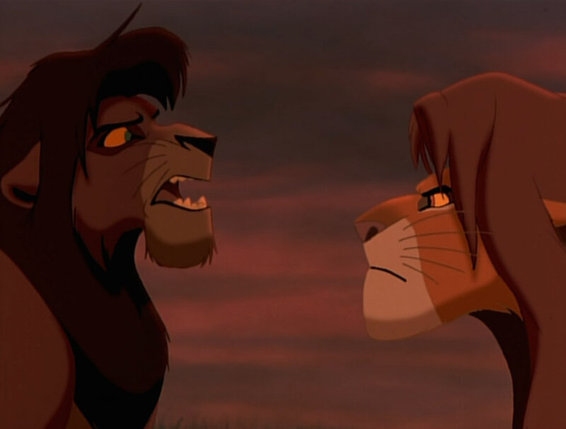 Two Lions Facing Off