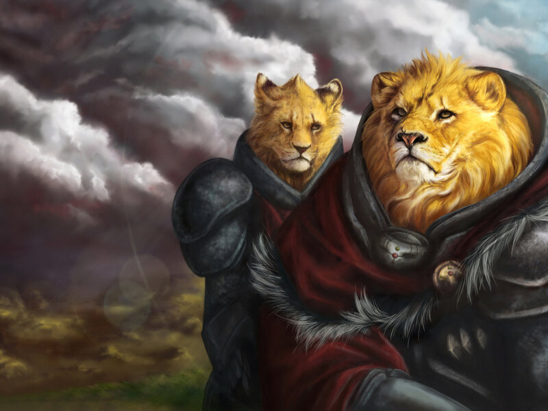 Two Lions in Armor