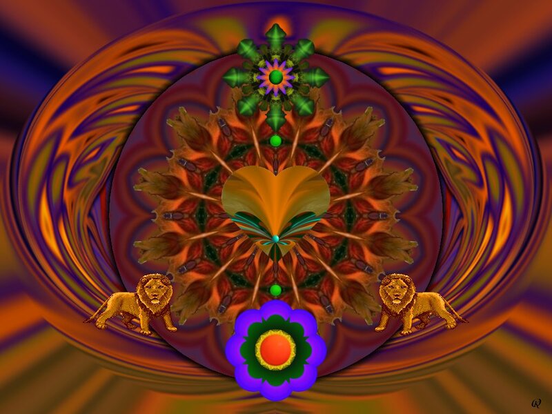 Two Lions in Mandala