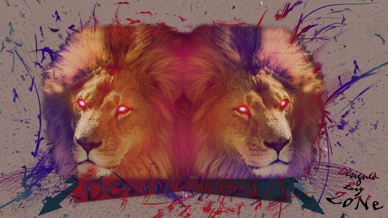 Two Lions with Red Eyes