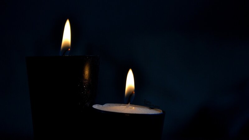 Two Lit Candles — Black, Calm