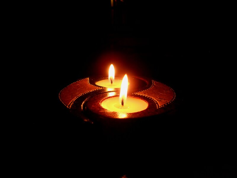 Two Lit Candles — Black