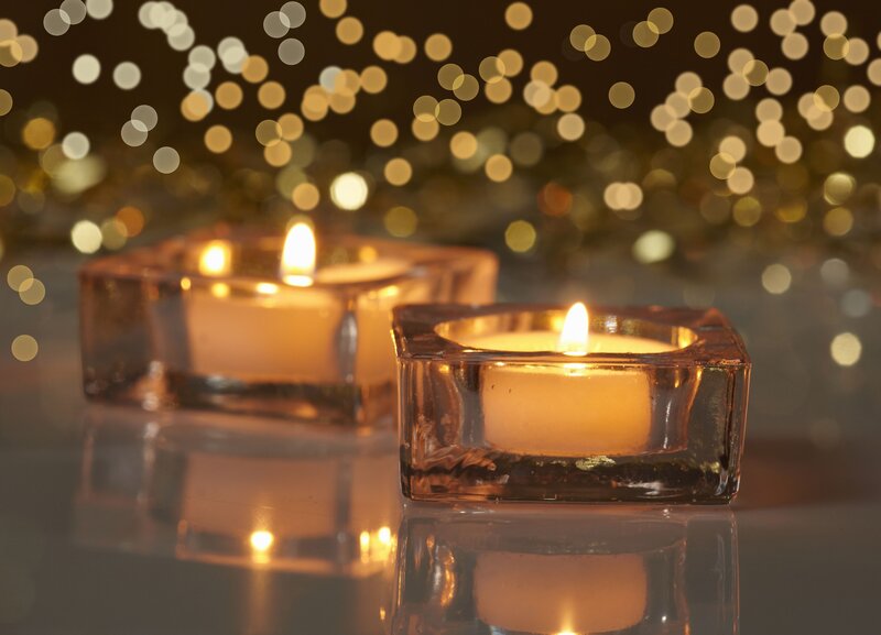 Two Lit Candles — Gold