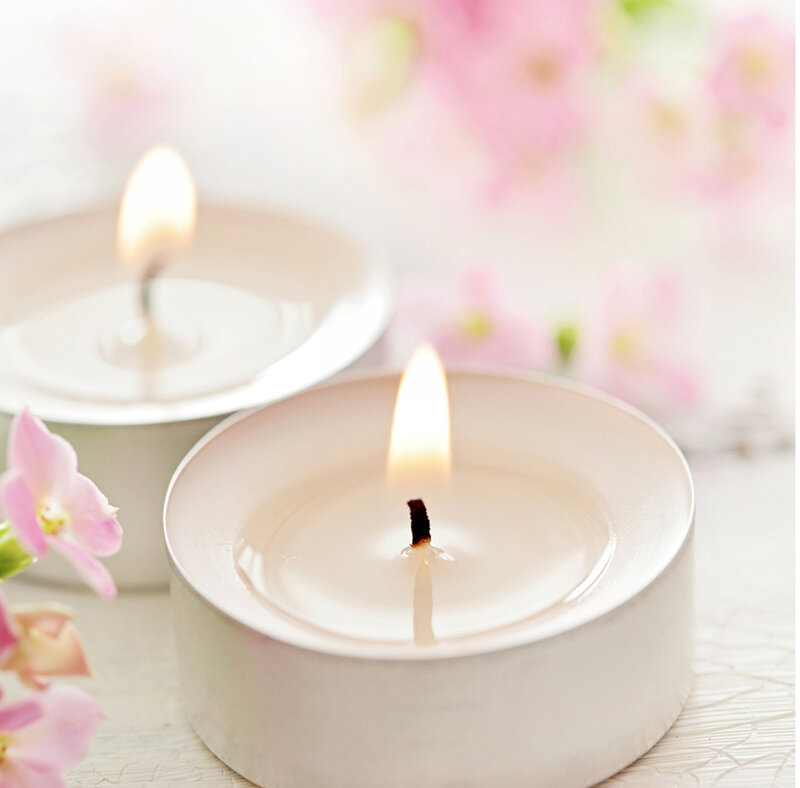 Two Lit Candles — White, Serene