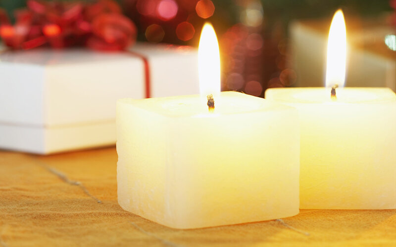 Two Lit Candles — White