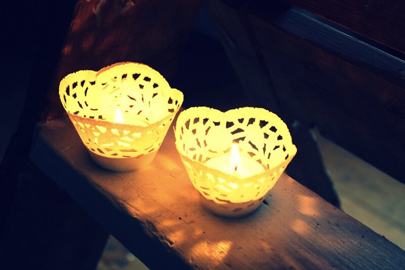 Two Lit Candles — Yellow