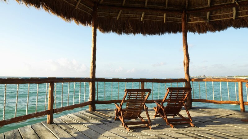 Two Lounge Chairs on Deck — Brown