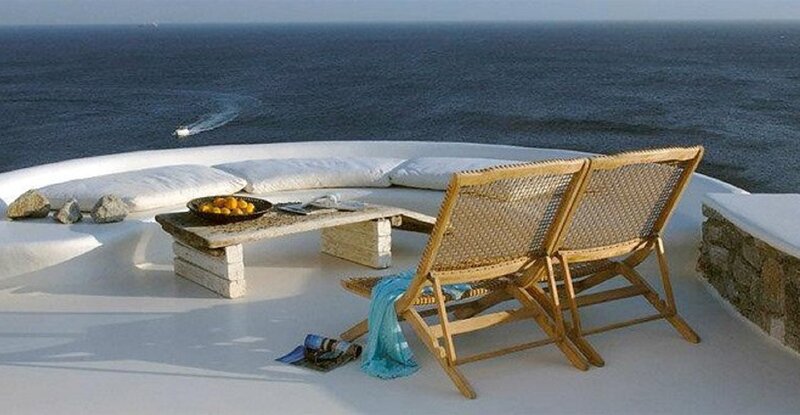 Two Lounge Chairs on Terrace — White