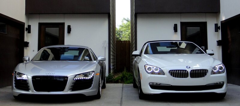 Two Luxury Cars — White, Calm