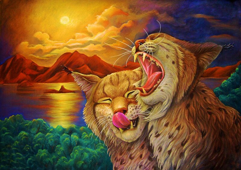 Two Lynx Cats — Yellow