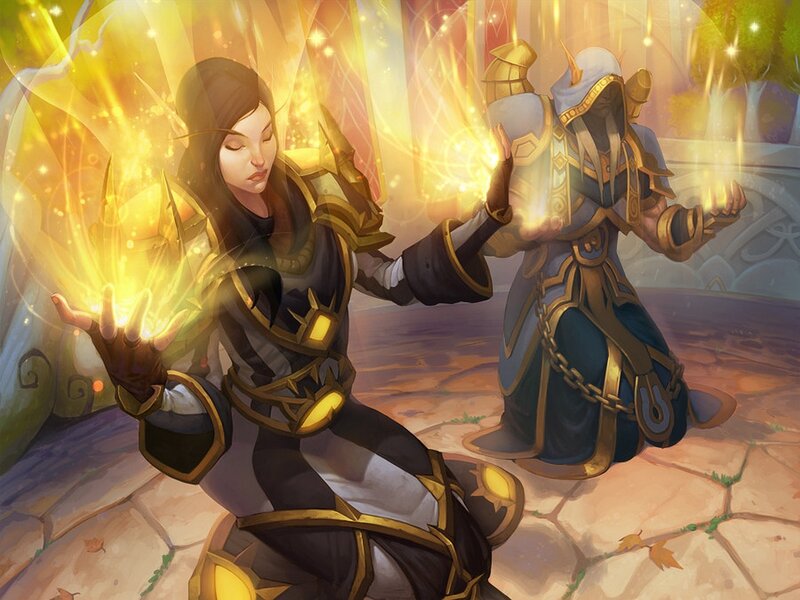 Two mages casting spells