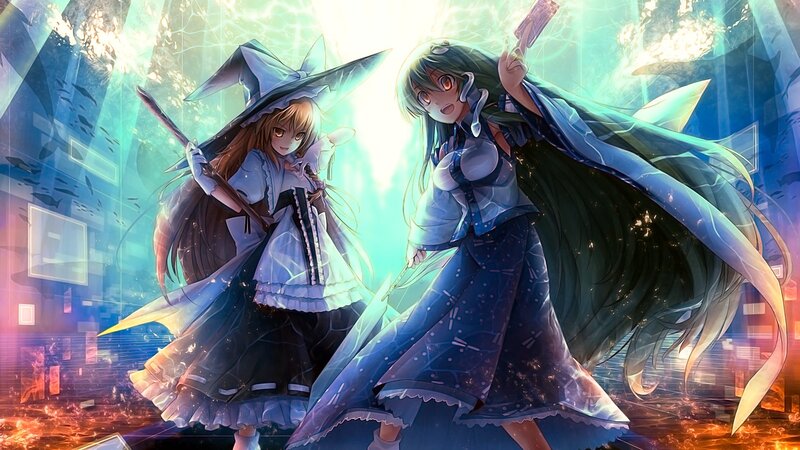 Two magical girls in a battle