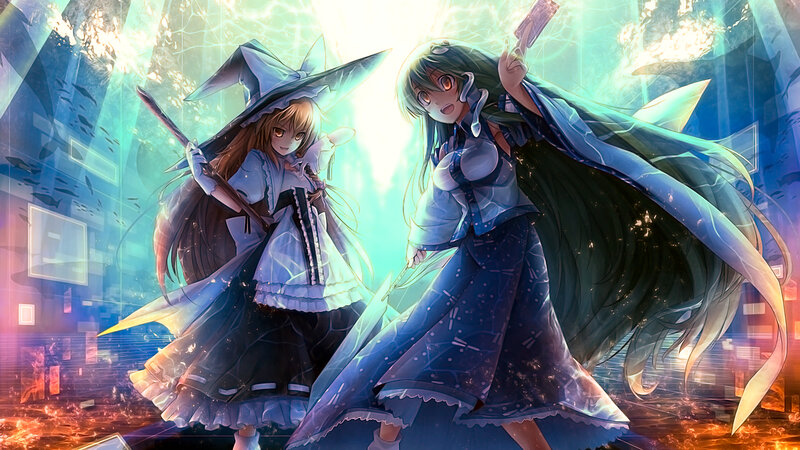 two magical girls in a battle