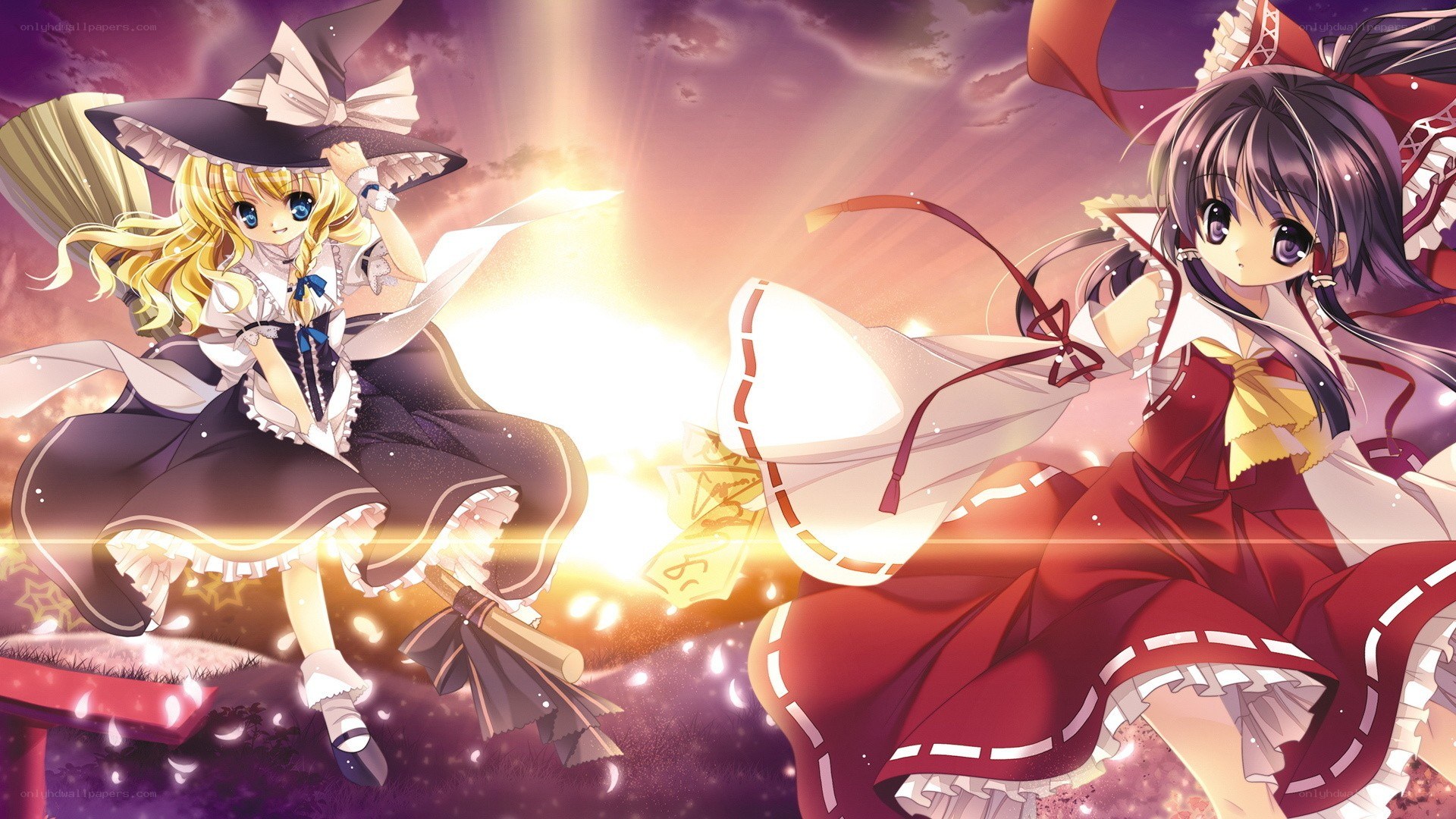 Two magical girls in a duel